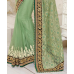 Sizzling Green  Colored Embroidered Jacquard  Net Satin Saree